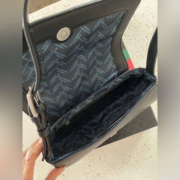 French Connection Faux Leather Alva Shoulder Mini Crossbody Shoulder bag Black - Picture 8 of 8